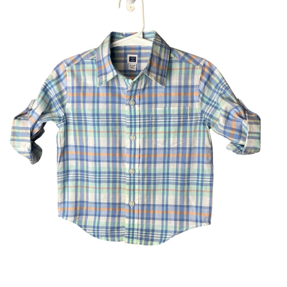 Janie and Jack Easter Plaid Button Up Shirt 12-18M